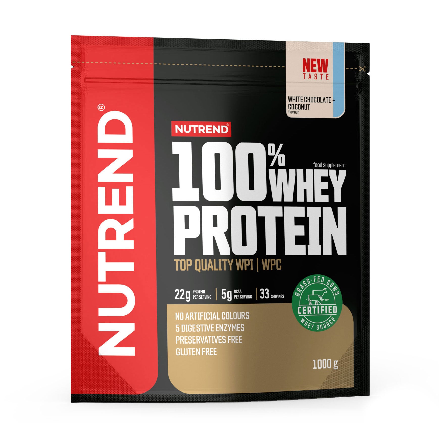 Протеїн Nutrend 100% Whey Protein Білий шоколад + кокос, в порошку, 1 кг