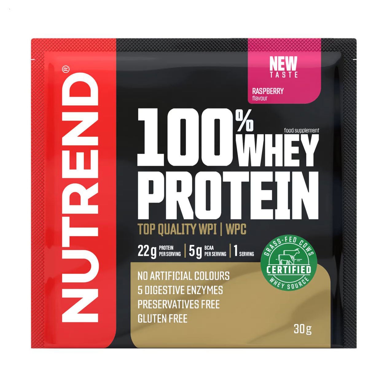 Протеїн Nutrend 100% Whey Protein зі смаком полуниці, в порошку, 30 г